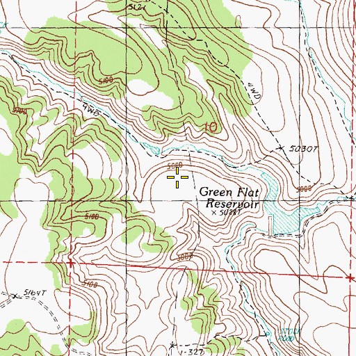 Topographic Map of Green Flat, OR