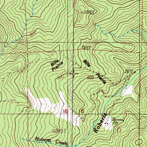 Topographic Map of Bills Prairie, OR