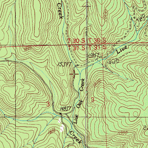 Topographic Map of Manzanita Creek, OR