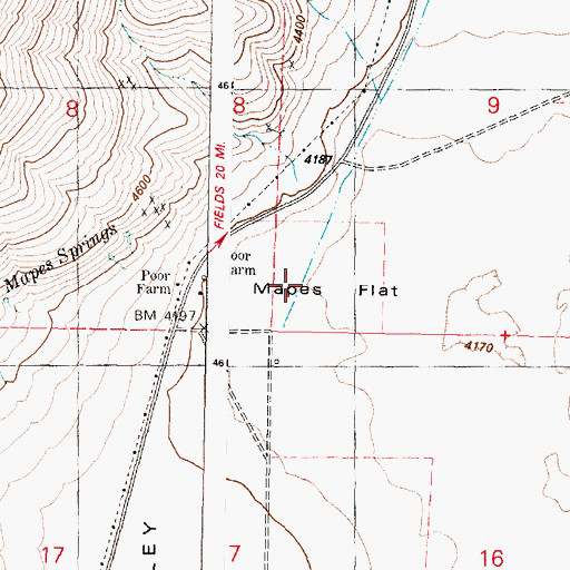 Topographic Map of Mapes Flat, OR