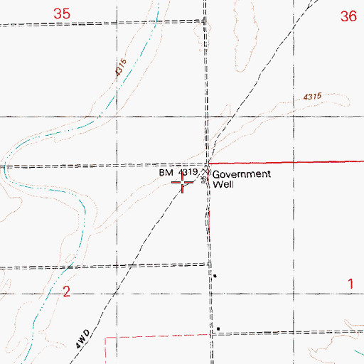 Topographic Map of Government Well, OR
