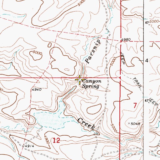 Topographic Map of Canyon Spring, OR