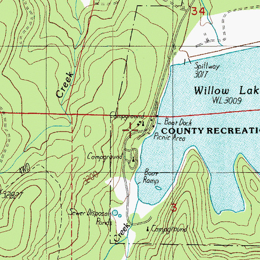 Topographic Map of Willow Lake County Park, OR
