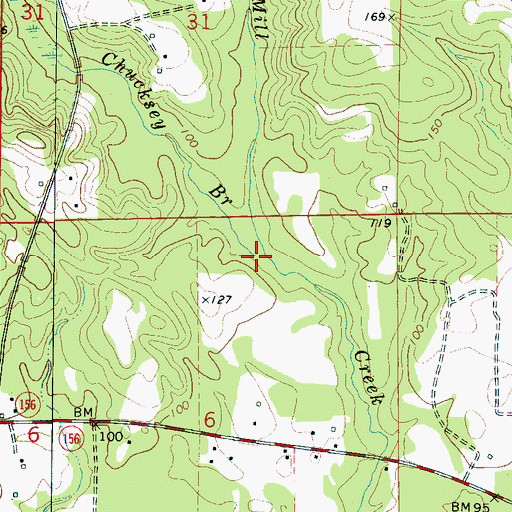 Topographic Map of Chucksey Branch, AL