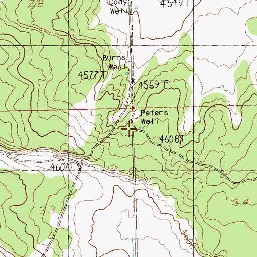 Topographic Map of Peters Well, OR