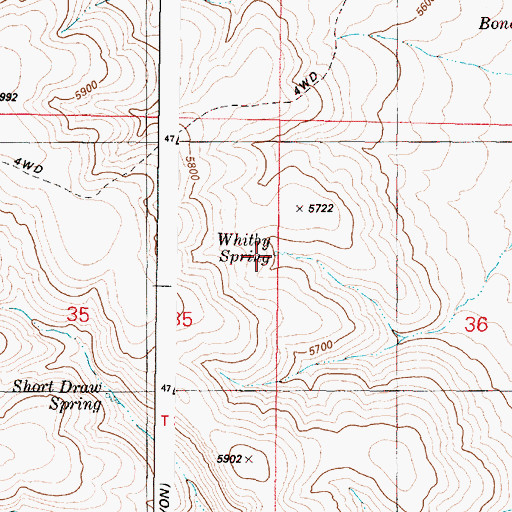 Topographic Map of Whitby Spring, OR