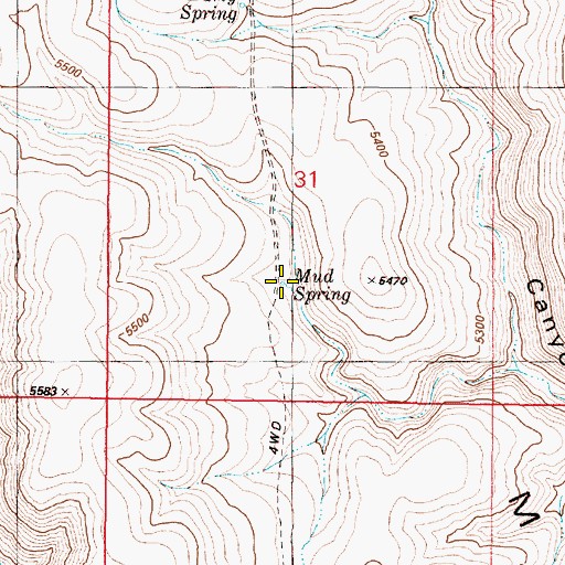 Topographic Map of Mud Spring, OR