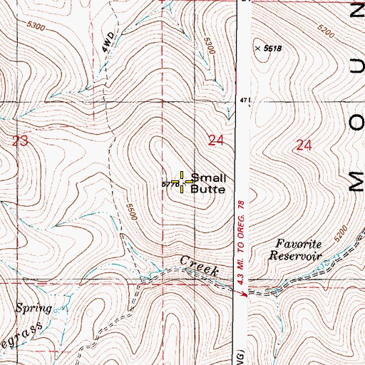 Topographic Map of Small Butte, OR