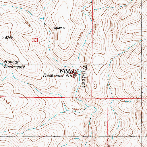Topographic Map of Wildcat Reservoir Number Two, OR
