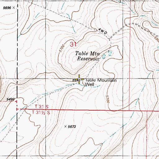 Topographic Map of Table Mountain Well, OR