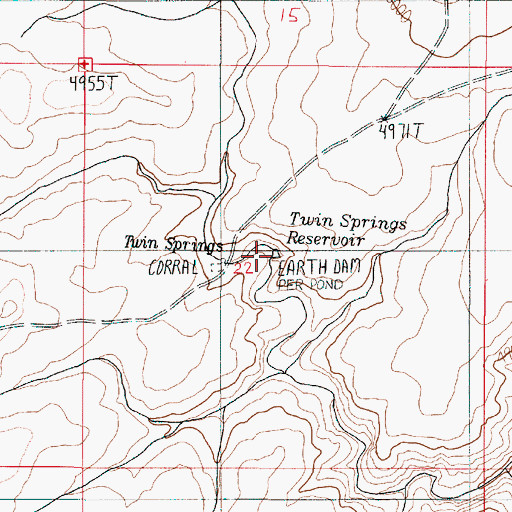 Topographic Map of Twin Springs Reservoir, OR