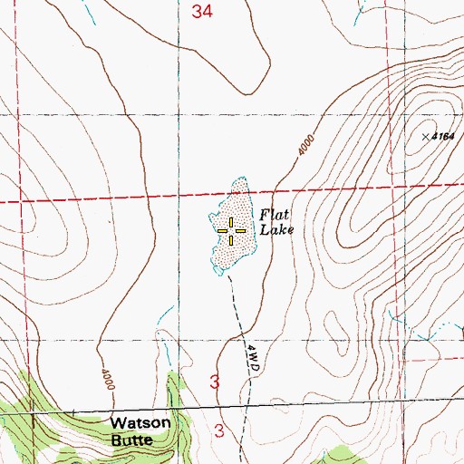 Topographic Map of Flat Lake, OR