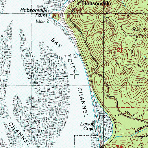 Topographic Map of Bay City Channel, OR