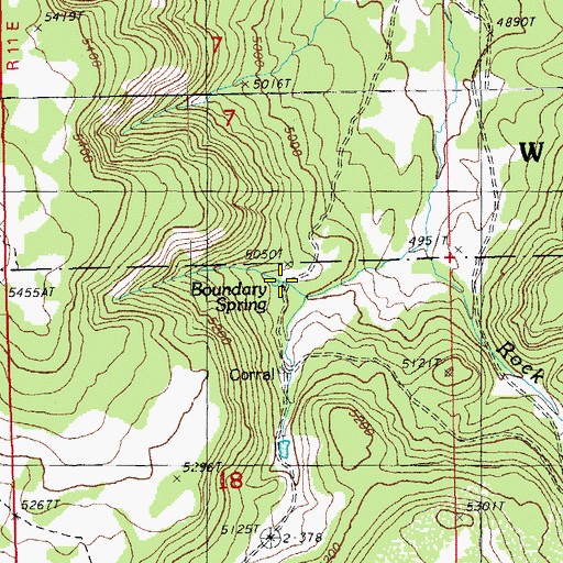 Topographic Map of Boundary Spring, OR