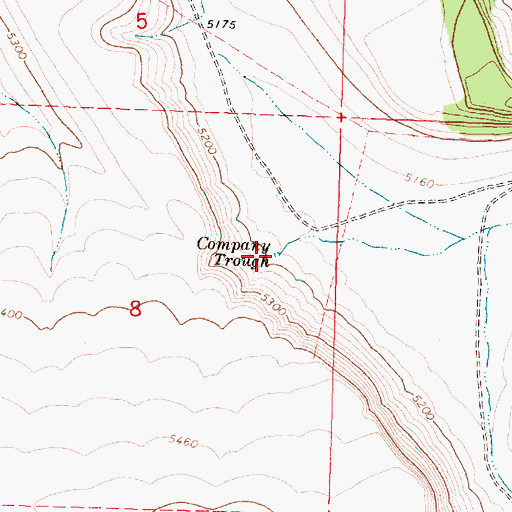 Topographic Map of Company Trough, OR