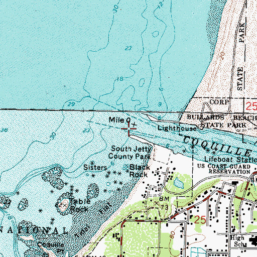Topographic Map of Coquille River, OR