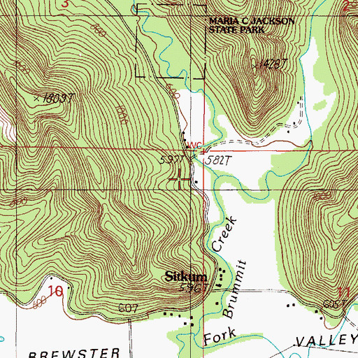 Topographic Map of East Fork Brummit Creek, OR