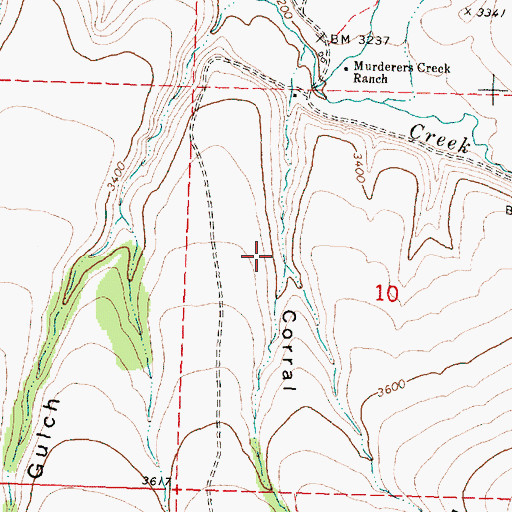 Topographic Map of East Fork Corral Gulch, OR