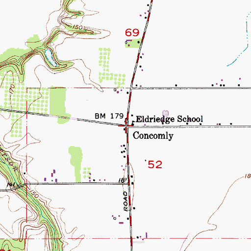 Topographic Map of Eldriedge School (historical), OR