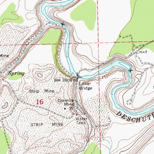 Topographic Map of Lower Bridge (historical), OR