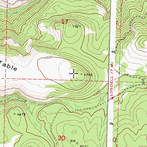 Topographic Map of Shake Table, OR