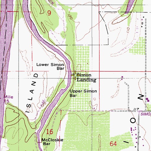 Topographic Map of Simon Landing, OR
