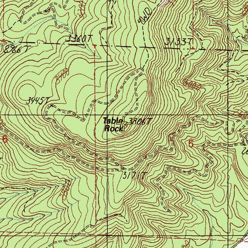 Topographic Map of Table Rock, OR