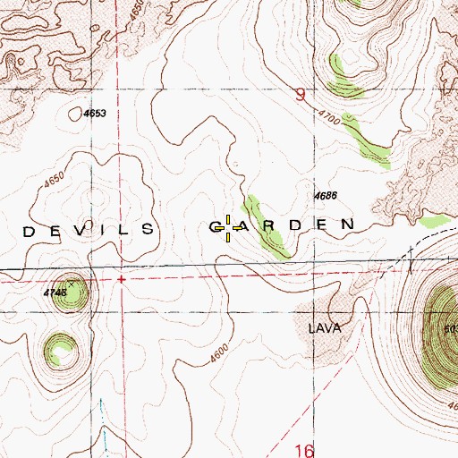 Topographic Map of The Devils Garden, OR