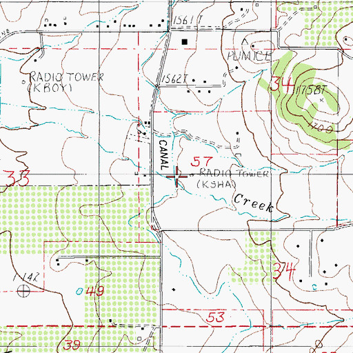 Topographic Map of KBOY-FM, OR