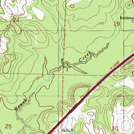 Topographic Map of Clanton Branch, AL