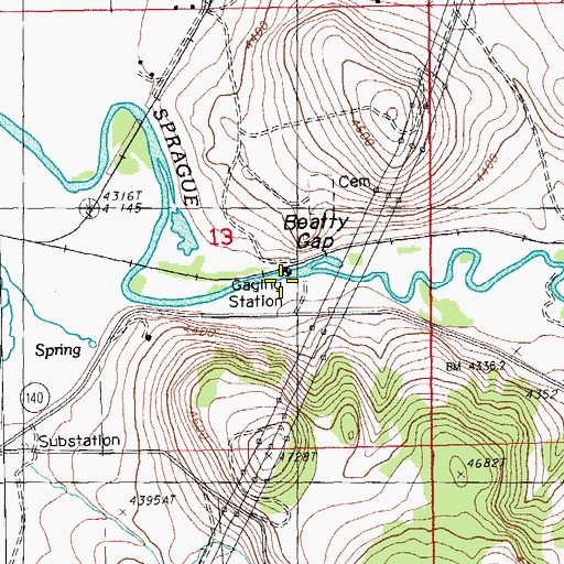 Topographic Map of Beatty Gap, OR