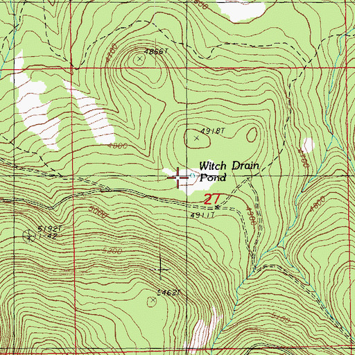 Topographic Map of Witch Drain Pond, OR