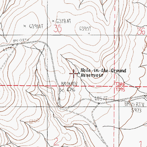Topographic Map of Hole-in-the-Ground Reservoir, OR