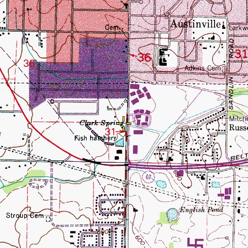 Topographic Map of Clark Spring, AL