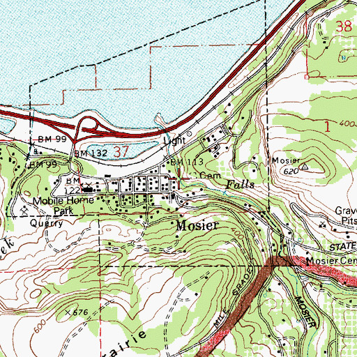 Topographic Map of Mosier Pioneer Cemetery, OR