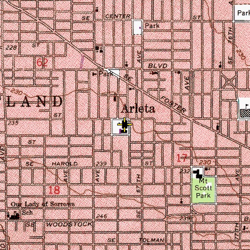 Topographic Map of Arleta Elementary School, OR