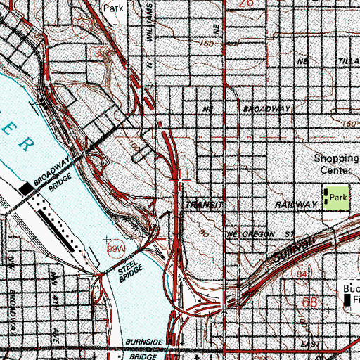 Topographic Map of Holladay Park Hospital (historical), OR