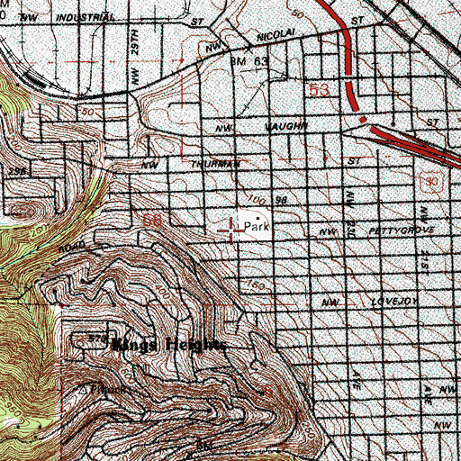 Topographic Map of Wallace City Park, OR