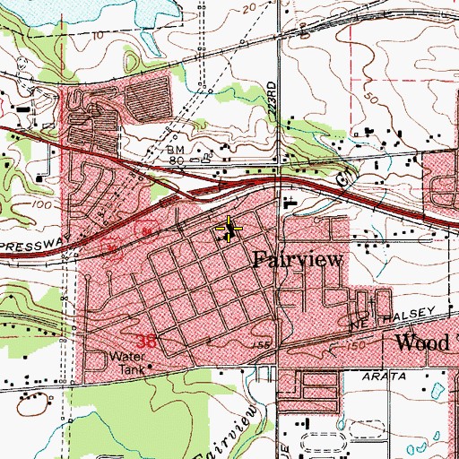 Topographic Map of Fairview Elementary School, OR