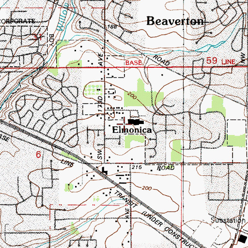 Topographic Map of Elmonica Elementary School, OR