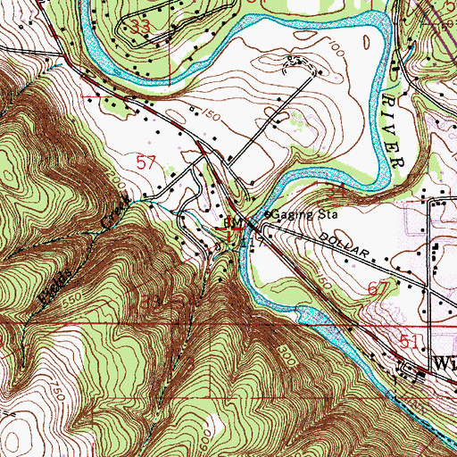 Topographic Map of Fields Bridge, OR