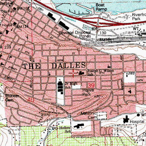 Topographic Map of Joseph G Wilson Elementary School (historical), OR