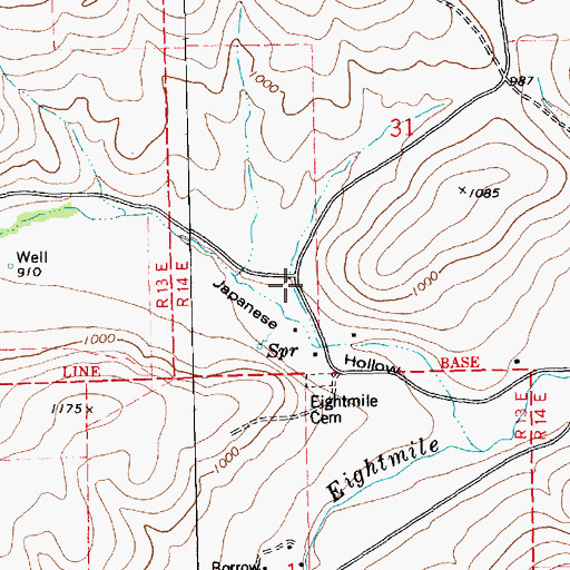 Topographic Map of Lower Eightmile School (historical), OR