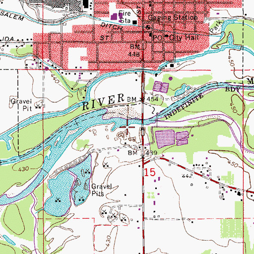 Topographic Map of Stayton Bridge County Boat Ramp, OR