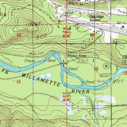 Topographic Map of Errin Campground, OR