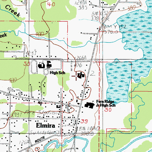 Topographic Map of Elmira Elementary School, OR