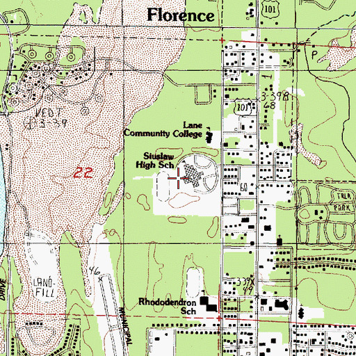 Topographic Map of Siuslaw High School, OR
