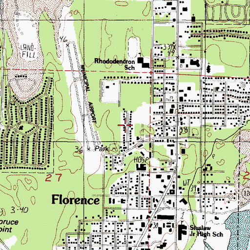 Topographic Map of Rhododendron Elementary School (historical), OR