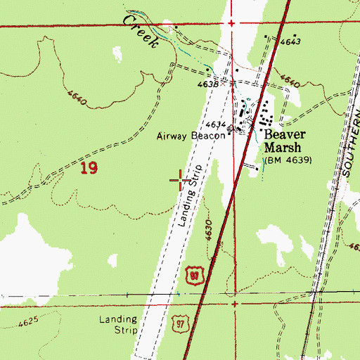 Topographic Map of Beaver Marsh State Airport, OR