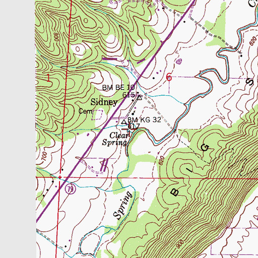 Topographic Map of Clear Spring, AL